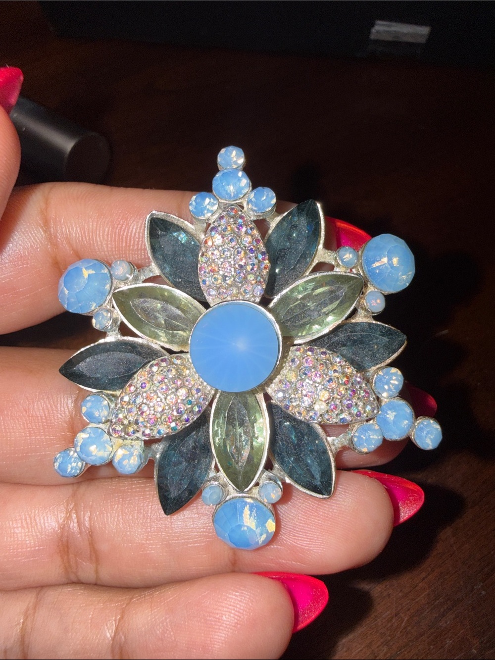 Anne Klein Blue Multi-Stone Floral Brooch